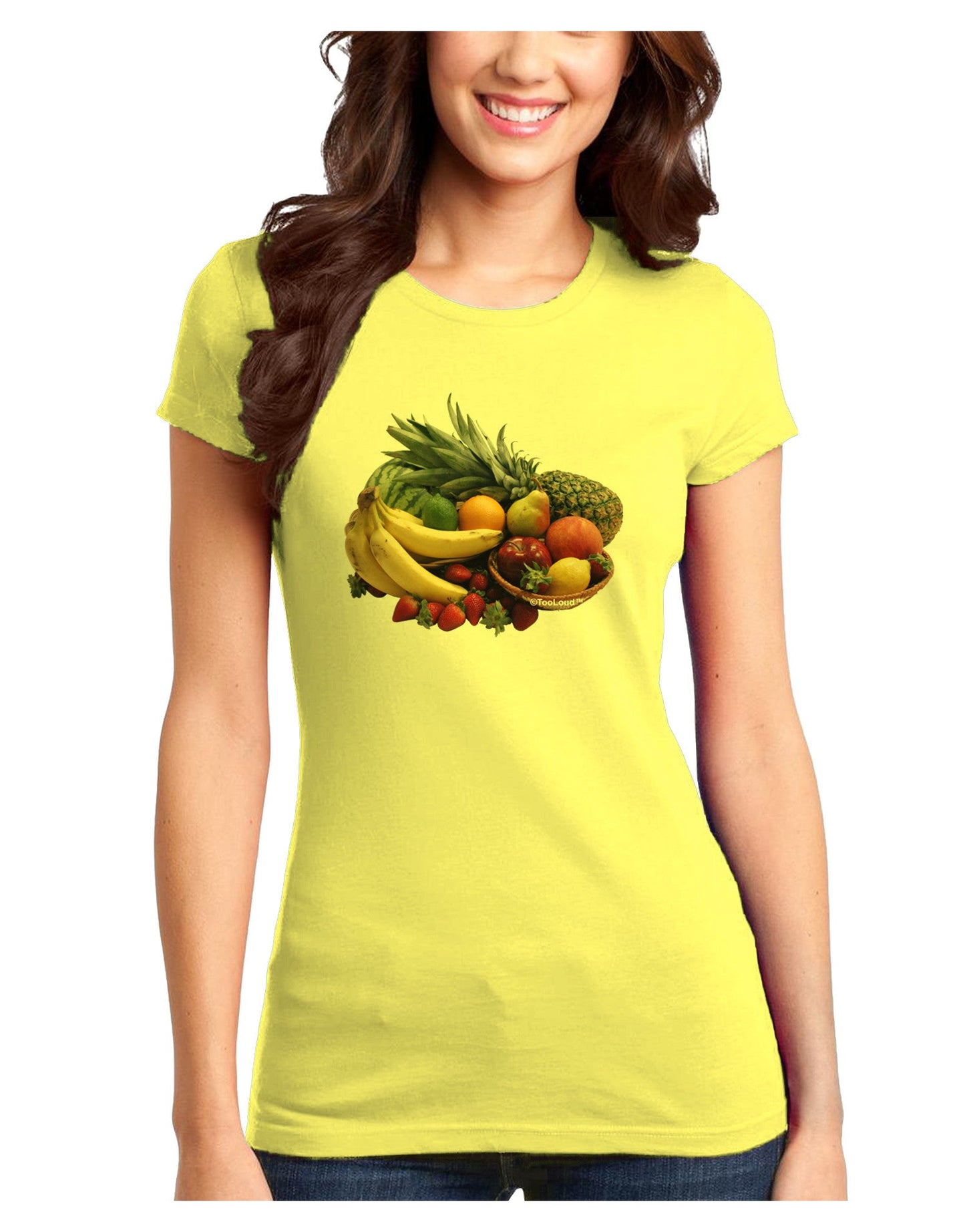 Fruit Basket Still Life Juniors T-Shirt-Womens Juniors T-Shirt-TooLoud-Yellow-Juniors Fitted X-Small-Davson Sales