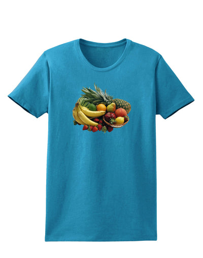 Fruit Basket Still Life Womens Dark T-Shirt-TooLoud-Turquoise-X-Small-Davson Sales