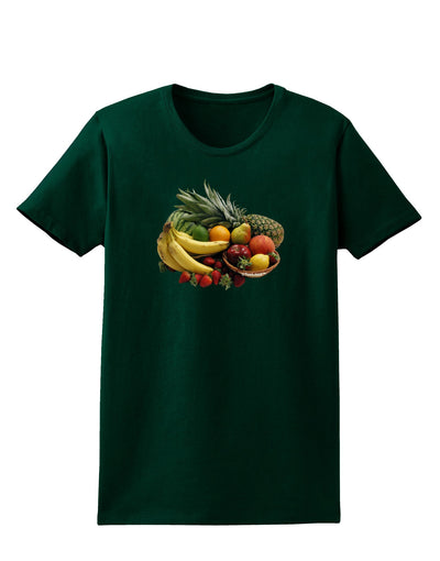 Fruit Basket Still Life Womens Dark T-Shirt-TooLoud-Forest-Green-Small-Davson Sales