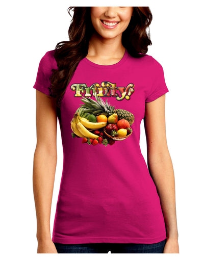 Fruity Fruit Basket 2 Juniors Crew Dark T-Shirt-T-Shirts Juniors Tops-TooLoud-Hot-Pink-Juniors Fitted Small-Davson Sales