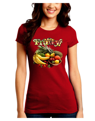 Fruity Fruit Basket 2 Juniors Crew Dark T-Shirt-T-Shirts Juniors Tops-TooLoud-Red-Juniors Fitted Small-Davson Sales