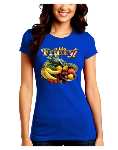 Fruity Fruit Basket 2 Juniors Crew Dark T-Shirt-T-Shirts Juniors Tops-TooLoud-Royal-Blue-Juniors Fitted Small-Davson Sales