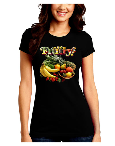 Fruity Fruit Basket 2 Juniors Crew Dark T-Shirt-T-Shirts Juniors Tops-TooLoud-Black-Juniors Fitted Small-Davson Sales