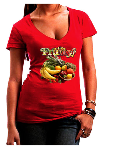 Fruity Fruit Basket 2 Juniors V-Neck Dark T-Shirt-Womens V-Neck T-Shirts-TooLoud-Red-Juniors Fitted Small-Davson Sales