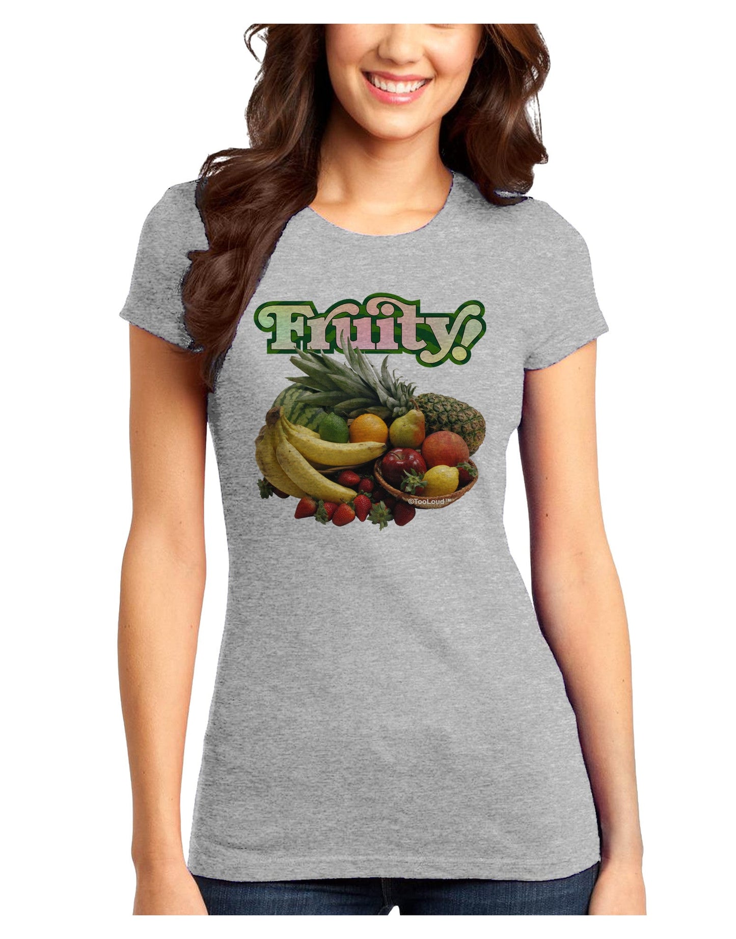 Fruity Fruit Basket Juniors T-Shirt-Womens Juniors T-Shirt-TooLoud-Ash-Gray-Juniors Fitted X-Small-Davson Sales