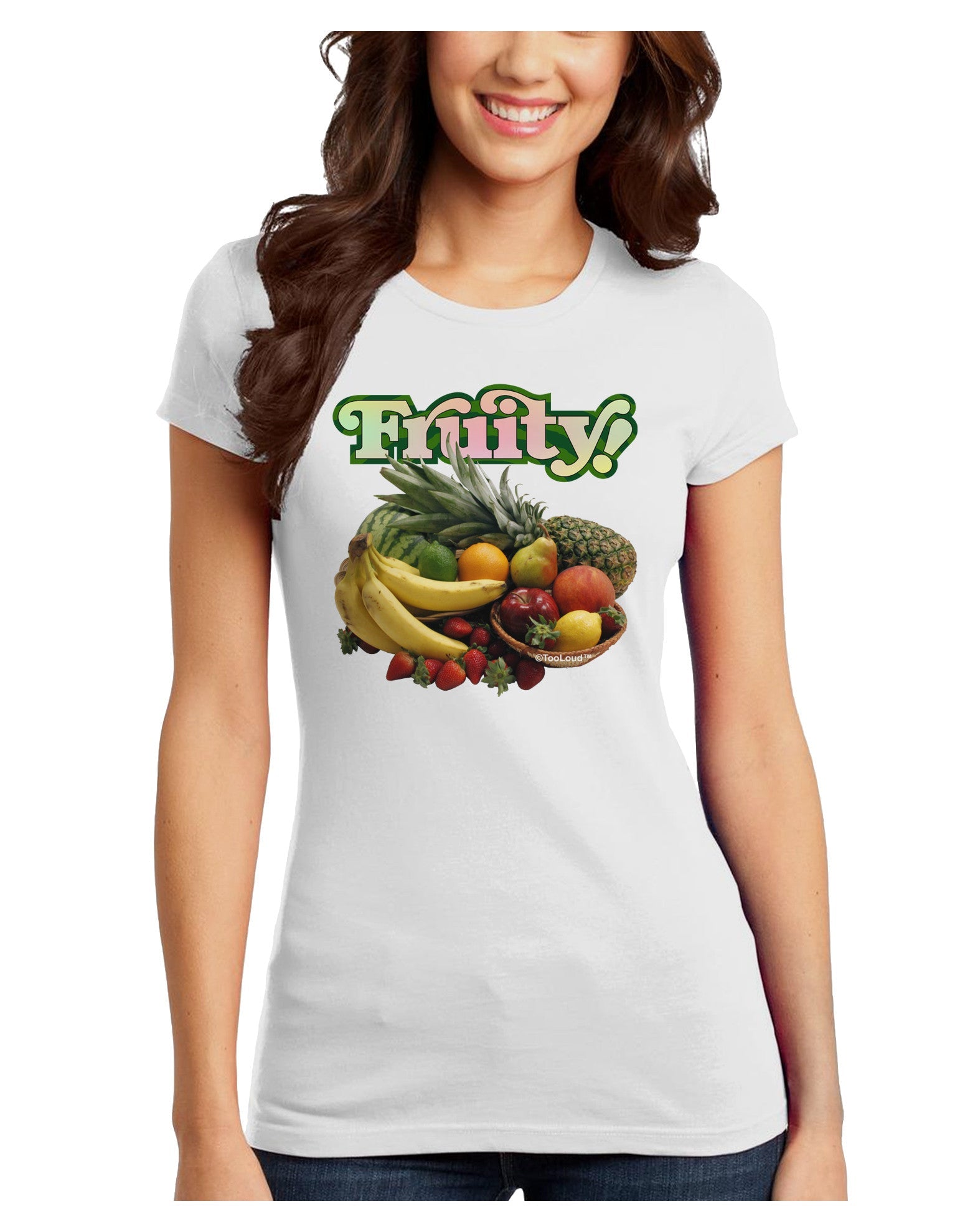 Fruity Fruit Basket Juniors T-Shirt-Womens Juniors T-Shirt-TooLoud-White-Juniors Fitted X-Small-Davson Sales