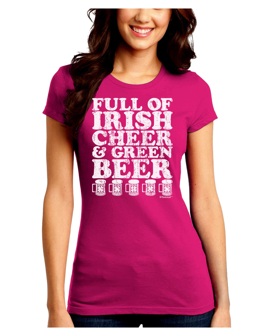 Full of Irish Cheer and Green Beer Juniors Crew Dark T-Shirt by TooLoud-T-Shirts Juniors Tops-TooLoud-Black-Juniors Fitted Small-Davson Sales