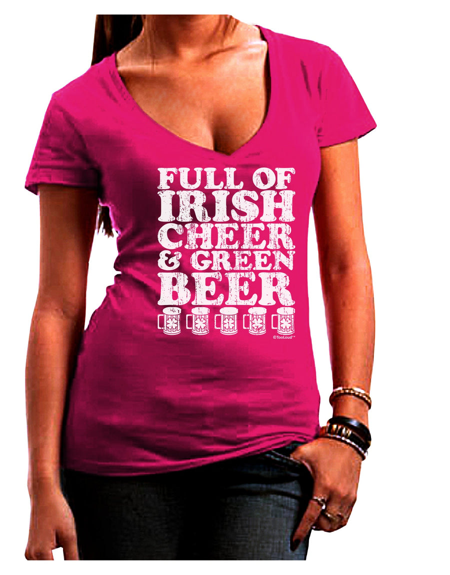 Full of Irish Cheer and Green Beer Juniors V-Neck Dark T-Shirt by TooLoud-Womens V-Neck T-Shirts-TooLoud-Black-Juniors Fitted Small-Davson Sales