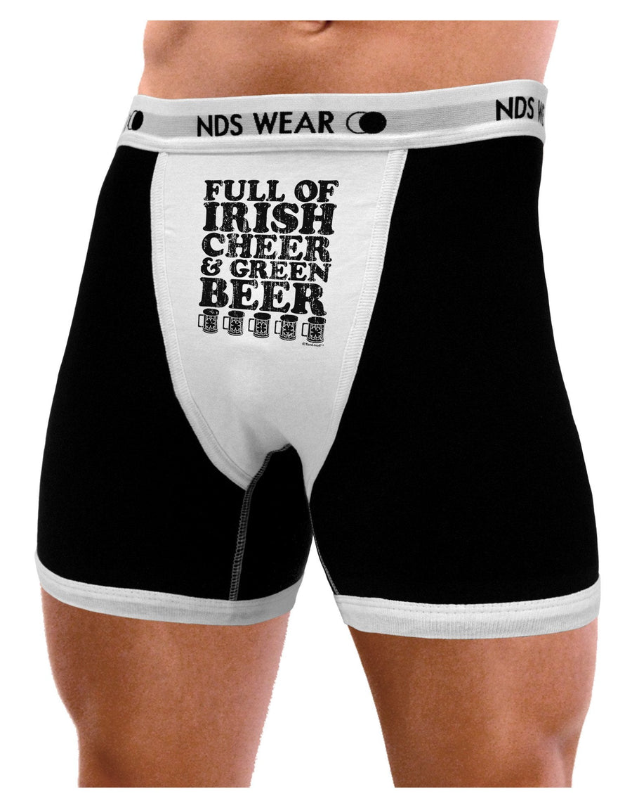 Full of Irish Cheer and Green Beer Mens NDS Wear Boxer Brief Underwear-Boxer Briefs-NDS Wear-Black-with-White-Small-NDS WEAR