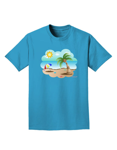 Fun Summer Beach Scene Adult Dark T-Shirt by TooLoud-Mens T-Shirt-TooLoud-Turquoise-Small-Davson Sales