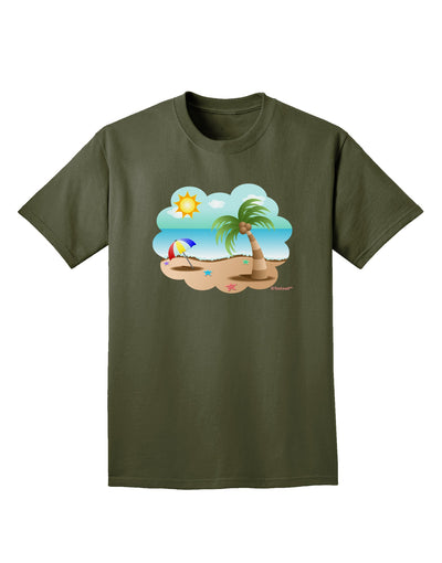 Fun Summer Beach Scene Adult Dark T-Shirt by TooLoud-Mens T-Shirt-TooLoud-Military-Green-Small-Davson Sales