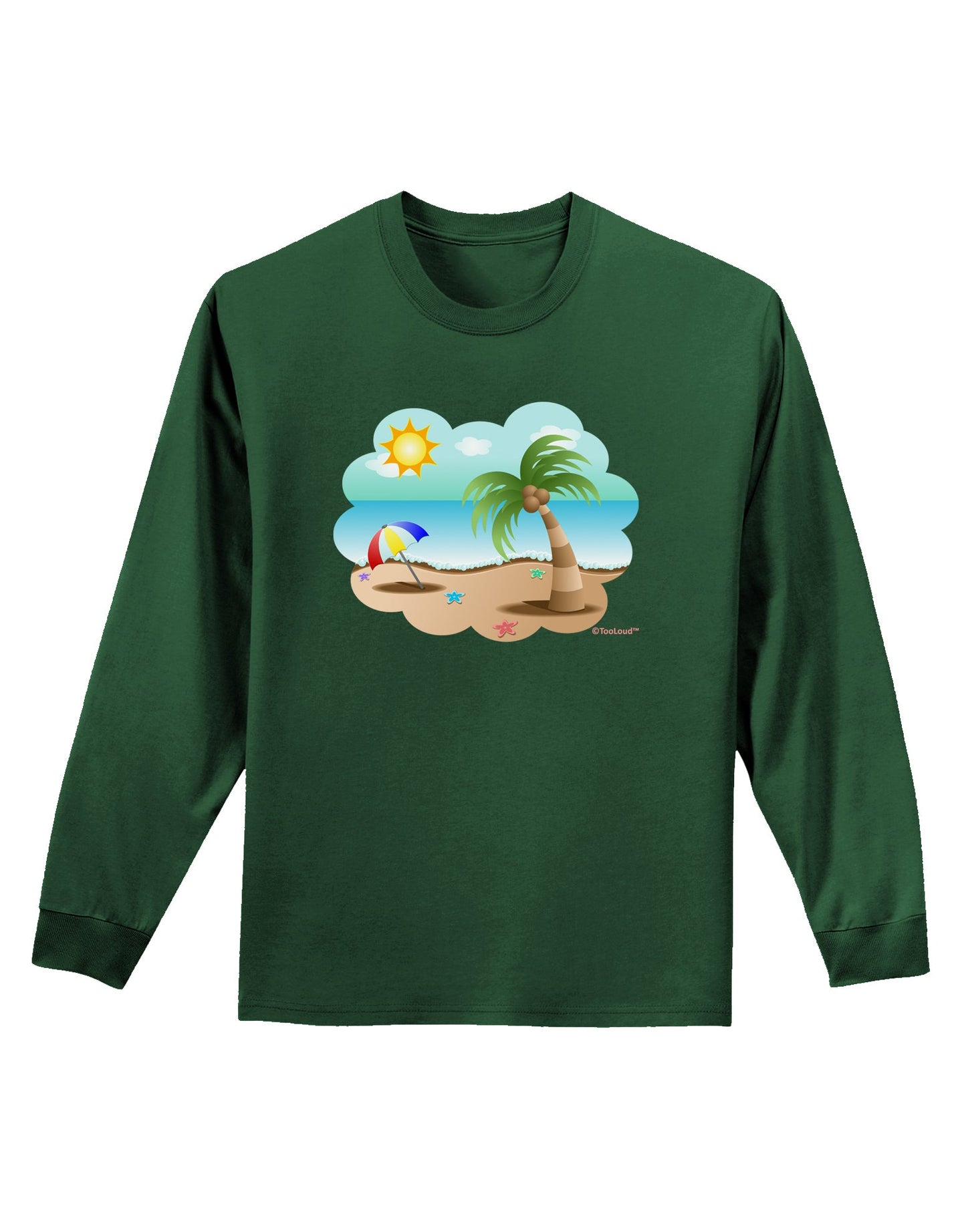 Fun Summer Beach Scene Adult Long Sleeve Dark T-Shirt by TooLoud-TooLoud-Dark-Green-Small-Davson Sales