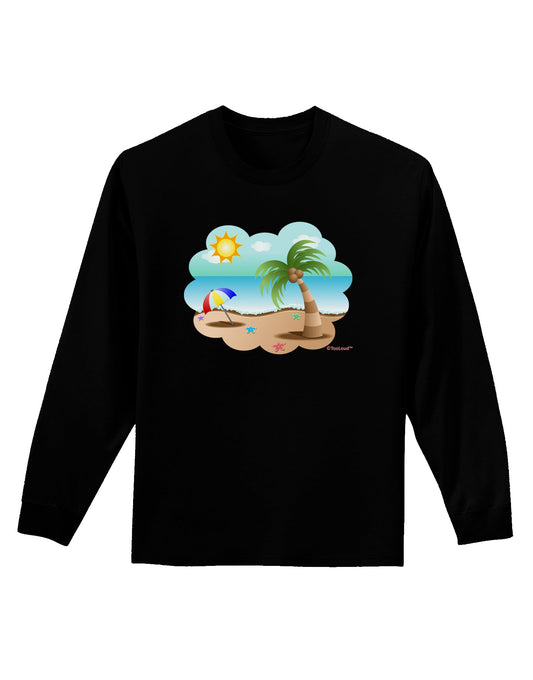 Fun Summer Beach Scene Adult Long Sleeve Dark T-Shirt by TooLoud-TooLoud-Black-Small-Davson Sales