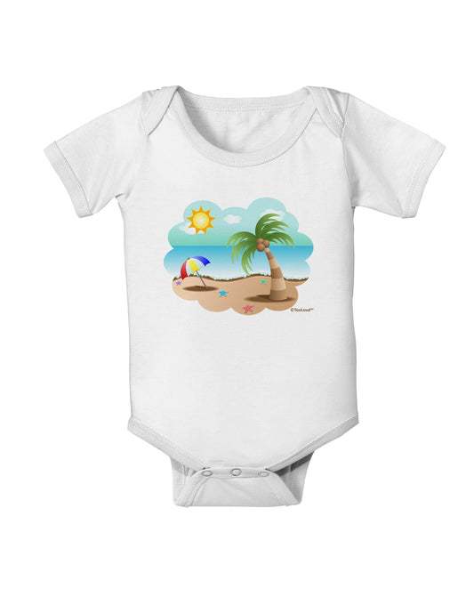 Fun Summer Beach Scene Baby Romper Bodysuit by TooLoud-Baby Romper-TooLoud-White-06-Months-Davson Sales