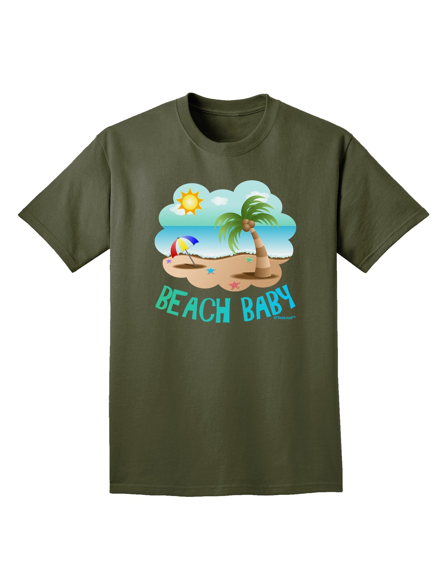 Fun Summer Beach Scene - Beach Baby Adult Dark T-Shirt by TooLoud-Mens T-Shirt-TooLoud-Military-Green-Small-Davson Sales
