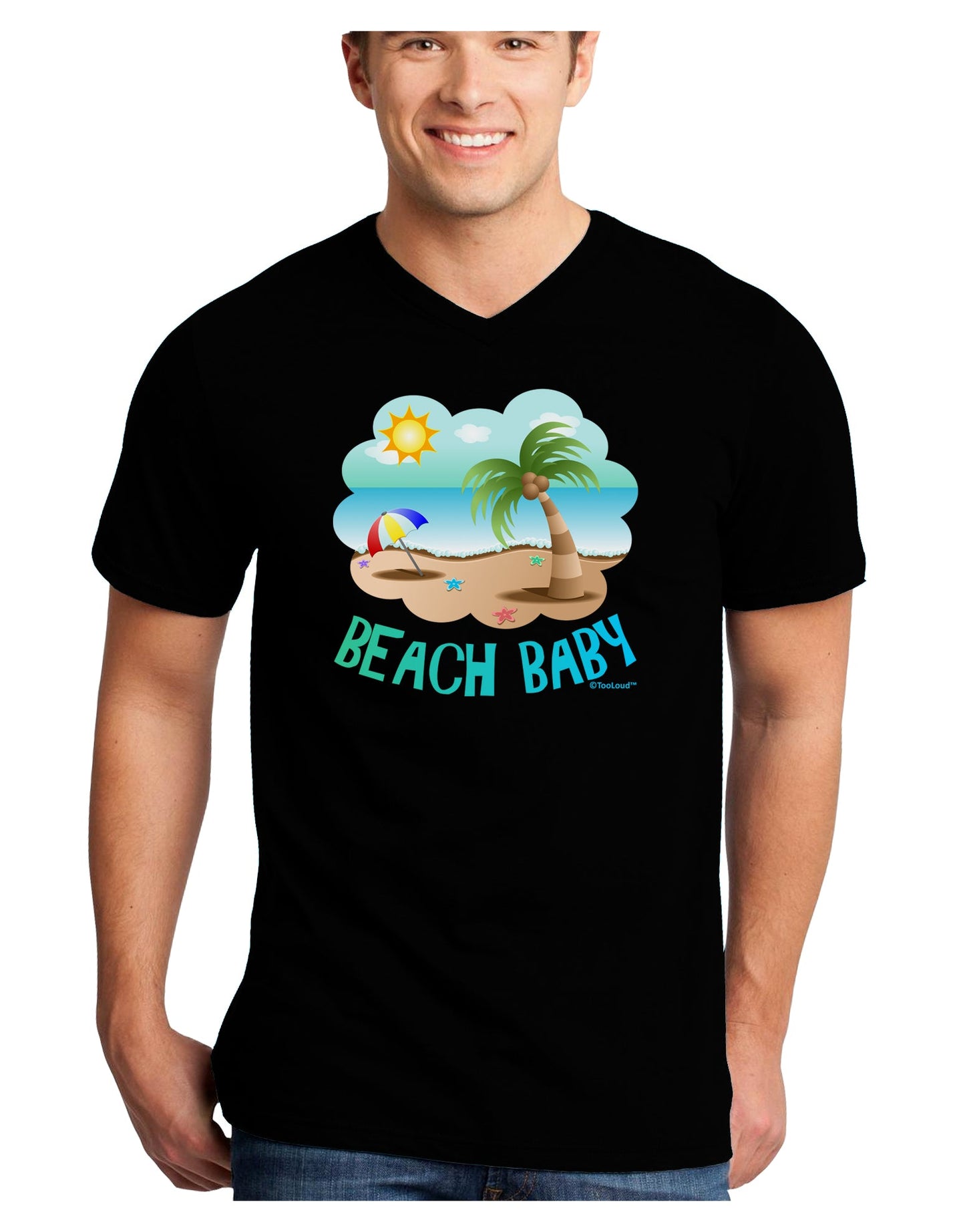 Fun Summer Beach Scene - Beach Baby Adult Dark V-Neck T-Shirt by TooLoud-Mens V-Neck T-Shirt-TooLoud-Black-Small-Davson Sales