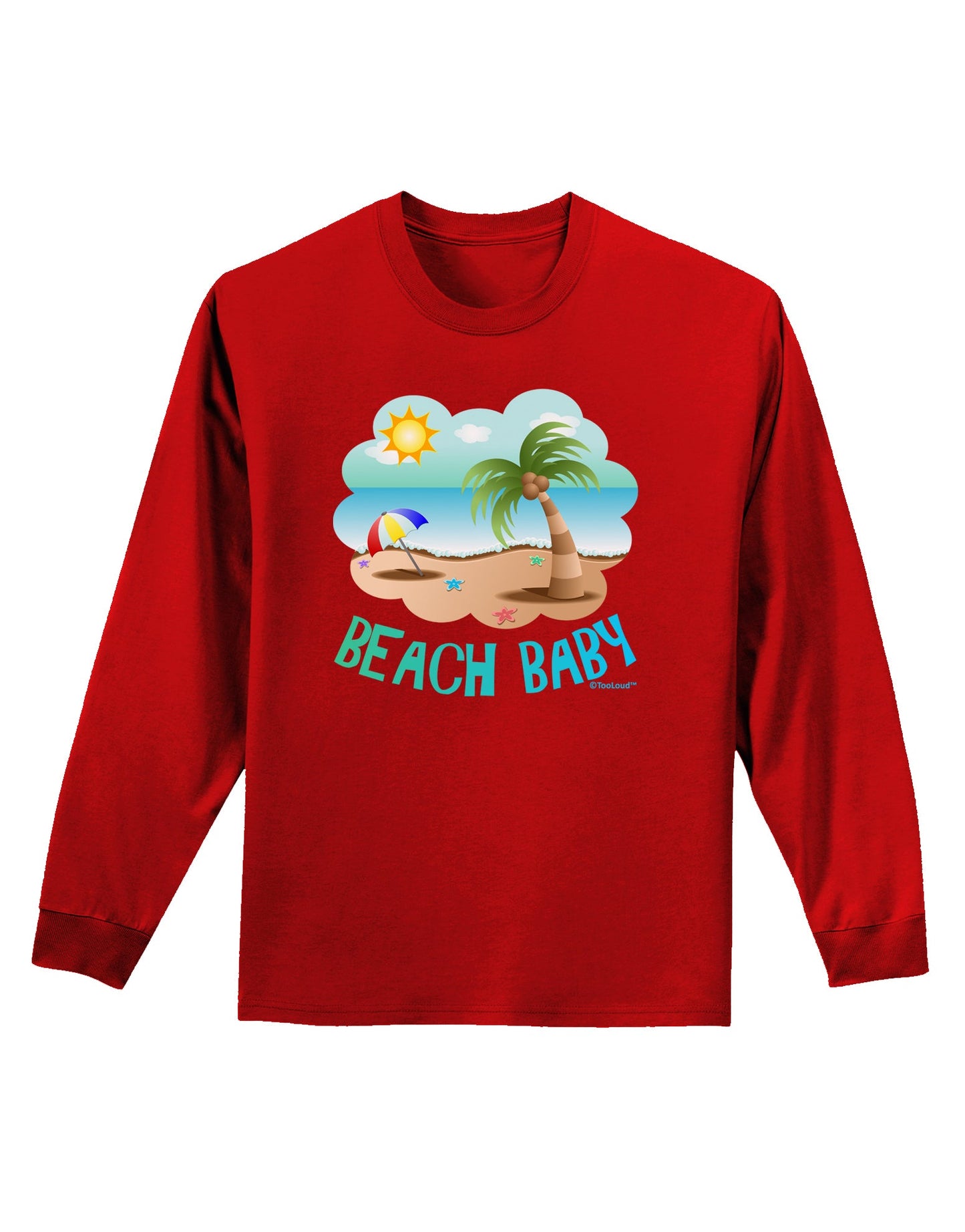 Fun Summer Beach Scene - Beach Baby Adult Long Sleeve Dark T-Shirt by TooLoud-TooLoud-Red-Small-Davson Sales