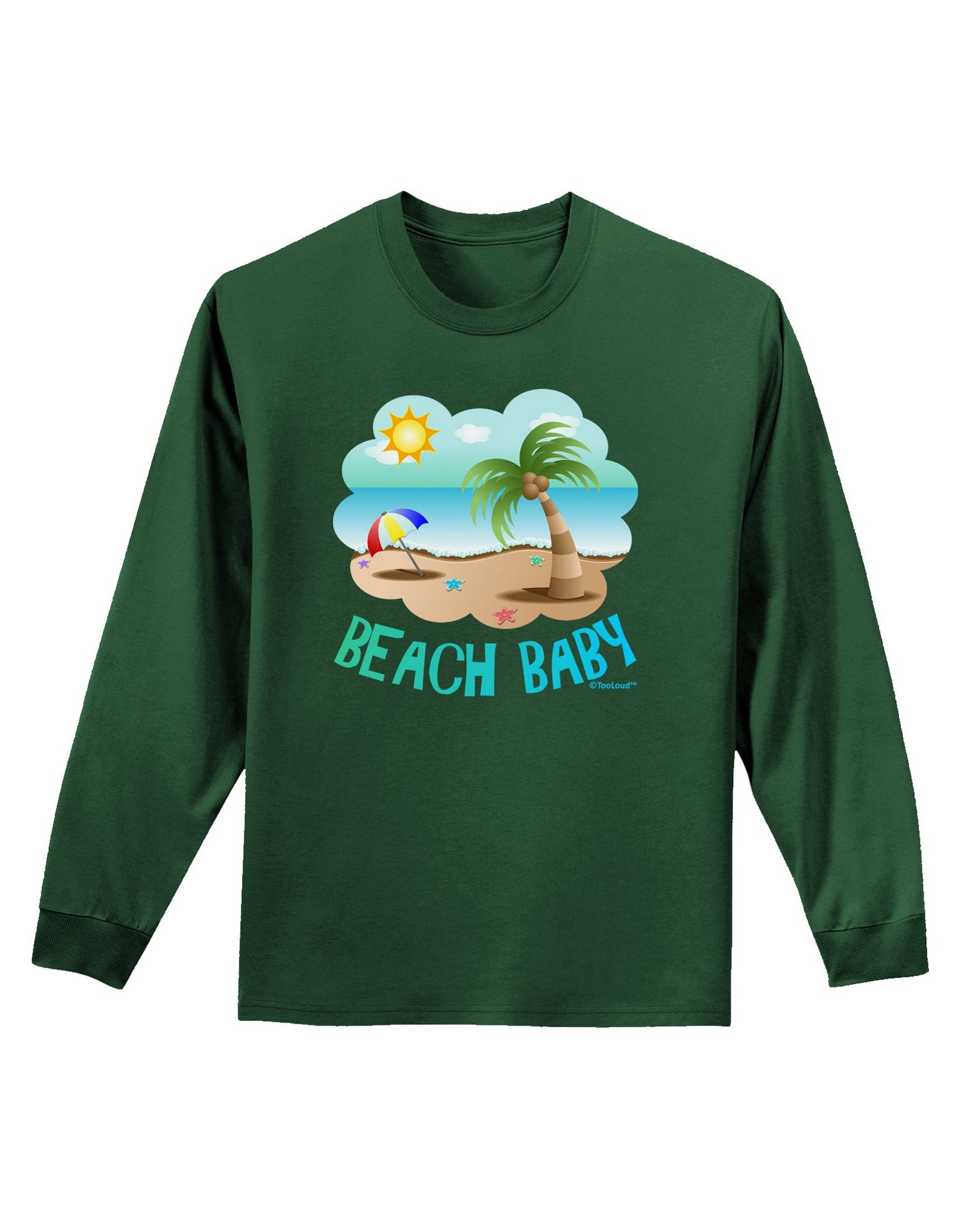 Fun Summer Beach Scene - Beach Baby Adult Long Sleeve Dark T-Shirt by TooLoud-TooLoud-Dark-Green-Small-Davson Sales