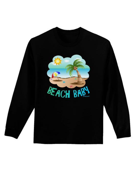Fun Summer Beach Scene - Beach Baby Adult Long Sleeve Dark T-Shirt by TooLoud-TooLoud-Black-Small-Davson Sales