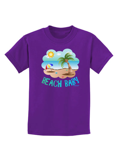 Fun Summer Beach Scene - Beach Baby Childrens Dark T-Shirt by TooLoud-Childrens T-Shirt-TooLoud-Purple-X-Small-Davson Sales