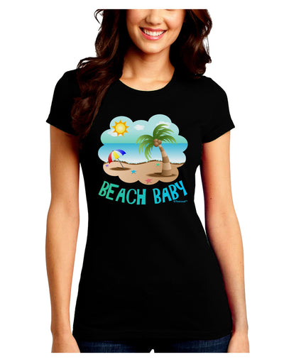 Fun Summer Beach Scene - Beach Baby Juniors Crew Dark T-Shirt by TooLoud-T-Shirts Juniors Tops-TooLoud-Black-Juniors Fitted Small-Davson Sales