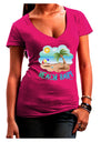 Fun Summer Beach Scene - Beach Baby Juniors V-Neck Dark T-Shirt by TooLoud-Womens V-Neck T-Shirts-TooLoud-Hot-Pink-Juniors Fitted Small-Davson Sales