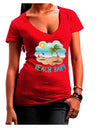 Fun Summer Beach Scene - Beach Baby Juniors V-Neck Dark T-Shirt by TooLoud-Womens V-Neck T-Shirts-TooLoud-Red-Juniors Fitted Small-Davson Sales