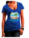 Fun Summer Beach Scene - Beach Baby Juniors V-Neck Dark T-Shirt by TooLoud-Womens V-Neck T-Shirts-TooLoud-Royal-Blue-Juniors Fitted Small-Davson Sales