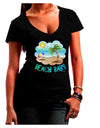 Fun Summer Beach Scene - Beach Baby Juniors V-Neck Dark T-Shirt by TooLoud-Womens V-Neck T-Shirts-TooLoud-Black-Juniors Fitted Small-Davson Sales