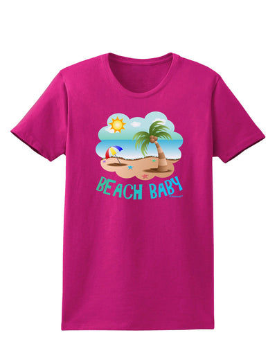 Fun Summer Beach Scene - Beach Baby Womens Dark T-Shirt by TooLoud-Womens T-Shirt-TooLoud-Hot-Pink-Small-Davson Sales