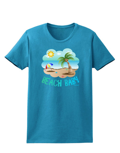 Fun Summer Beach Scene - Beach Baby Womens Dark T-Shirt by TooLoud-Womens T-Shirt-TooLoud-Turquoise-X-Small-Davson Sales