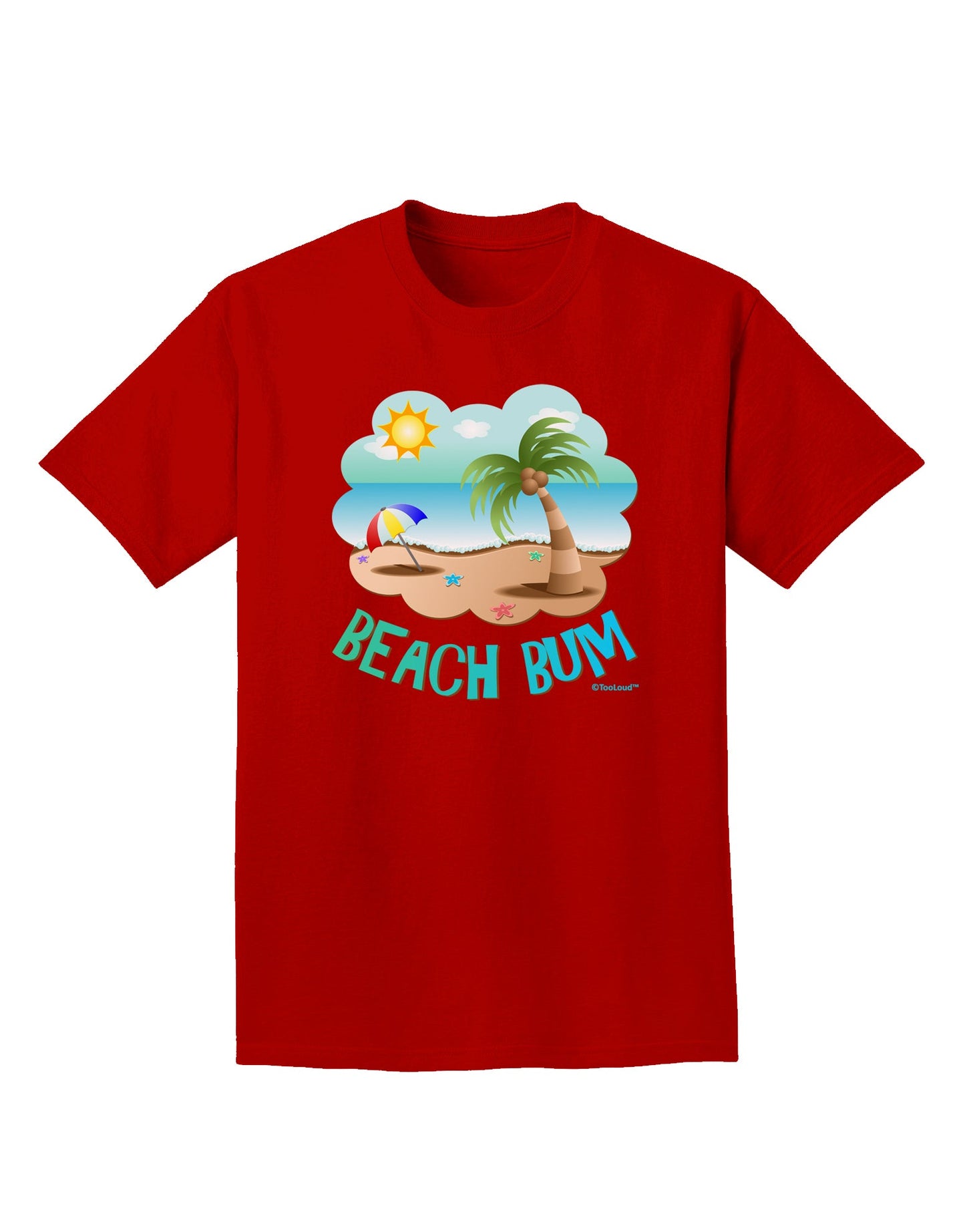 Fun Summer Beach Scene - Beach Bum Adult Dark T-Shirt by TooLoud-Mens T-Shirt-TooLoud-Red-Small-Davson Sales