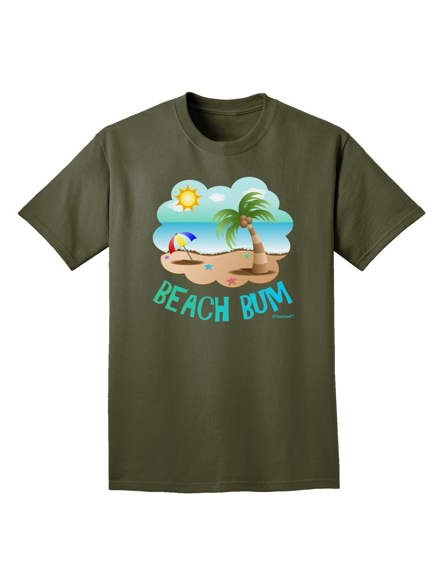 Fun Summer Beach Scene - Beach Bum Adult Dark T-Shirt by TooLoud-Mens T-Shirt-TooLoud-Military-Green-Small-Davson Sales