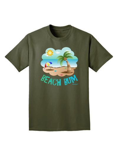 Fun Summer Beach Scene - Beach Bum Adult Dark T-Shirt by TooLoud-Mens T-Shirt-TooLoud-Military-Green-Small-Davson Sales