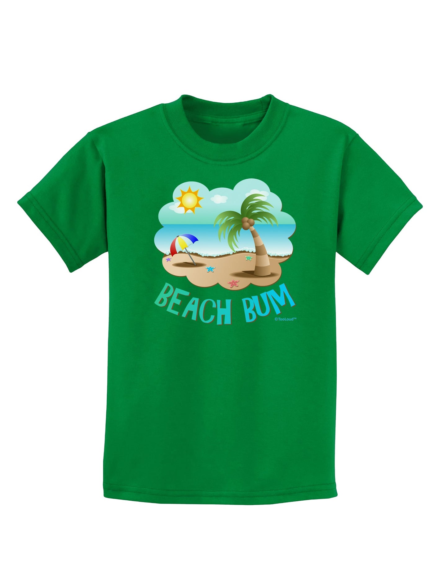 Fun Summer Beach Scene - Beach Bum Childrens Dark T-Shirt by TooLoud-Childrens T-Shirt-TooLoud-Kelly-Green-X-Small-Davson Sales