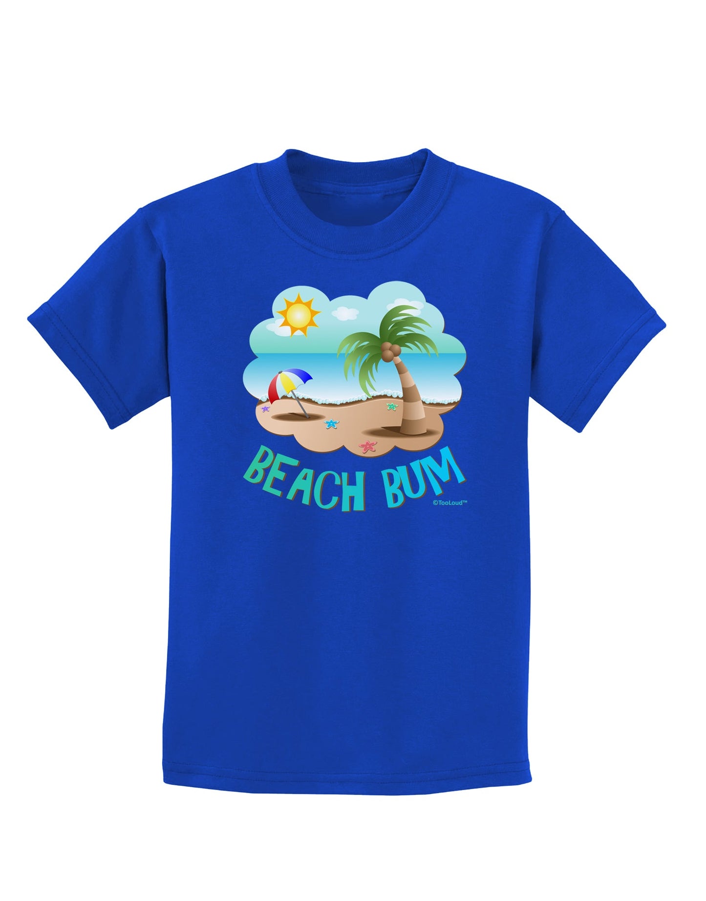 Fun Summer Beach Scene - Beach Bum Childrens Dark T-Shirt by TooLoud-Childrens T-Shirt-TooLoud-Royal-Blue-X-Small-Davson Sales