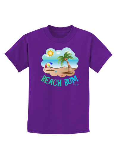 Fun Summer Beach Scene - Beach Bum Childrens Dark T-Shirt by TooLoud-Childrens T-Shirt-TooLoud-Purple-X-Small-Davson Sales