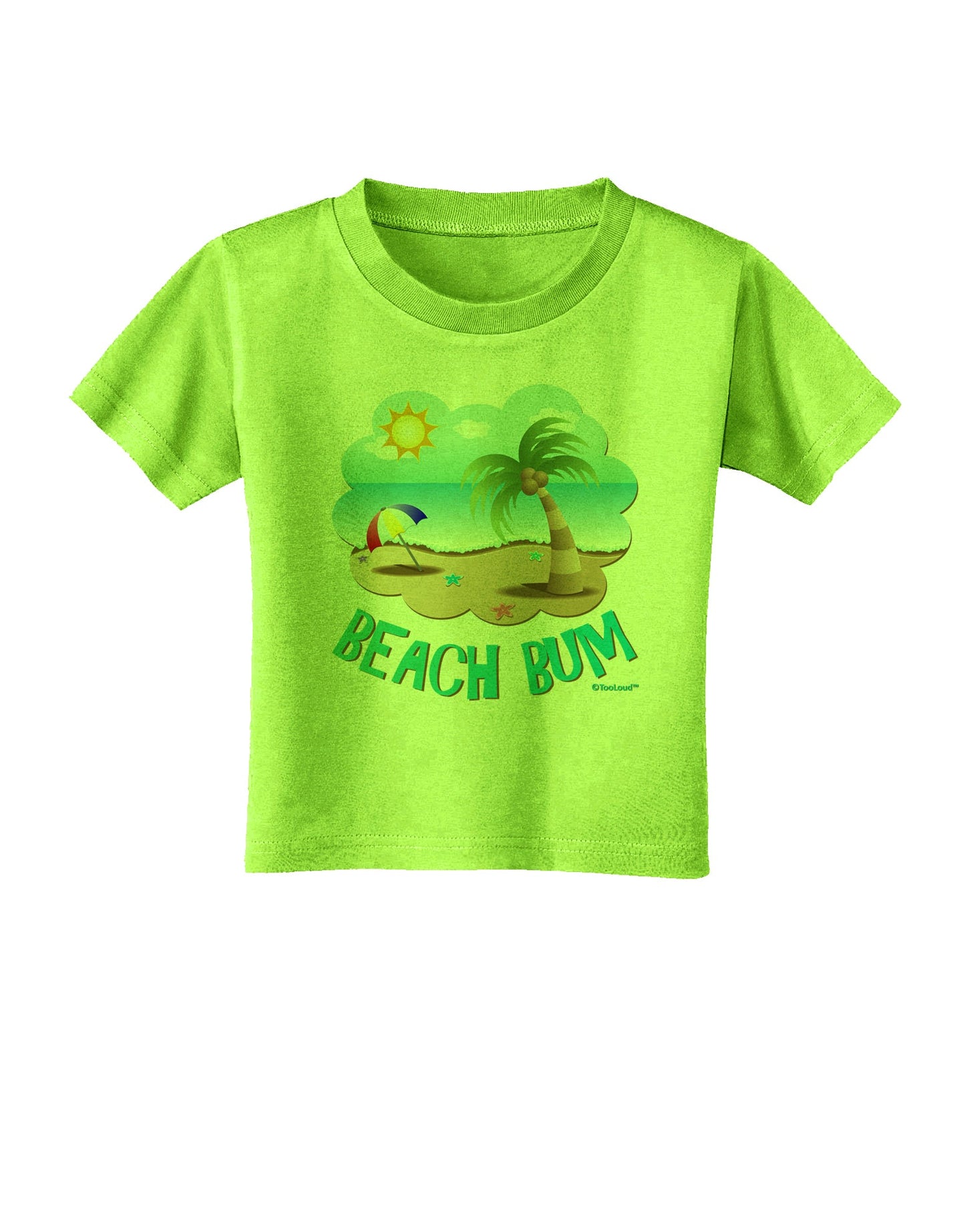 Fun Summer Beach Scene - Beach Bum Toddler T-Shirt by TooLoud-Toddler T-Shirt-TooLoud-Lime-Green-2T-Davson Sales