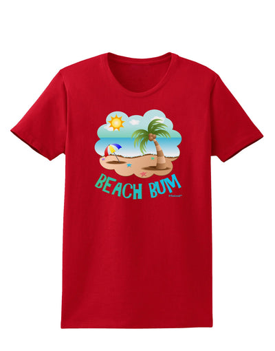 Fun Summer Beach Scene - Beach Bum Womens Dark T-Shirt by TooLoud-Womens T-Shirt-TooLoud-Red-X-Small-Davson Sales