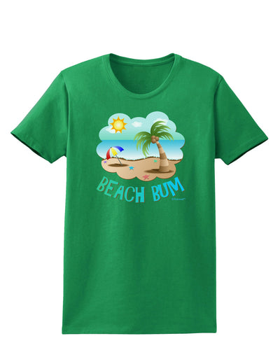 Fun Summer Beach Scene - Beach Bum Womens Dark T-Shirt by TooLoud-Womens T-Shirt-TooLoud-Kelly-Green-X-Small-Davson Sales