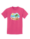 Fun Summer Beach Scene Childrens Dark T-Shirt by TooLoud-Childrens T-Shirt-TooLoud-Sangria-X-Small-Davson Sales