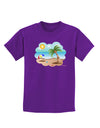 Fun Summer Beach Scene Childrens Dark T-Shirt by TooLoud-Childrens T-Shirt-TooLoud-Purple-X-Small-Davson Sales