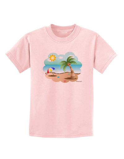 Fun Summer Beach Scene Childrens T-Shirt by TooLoud-Childrens T-Shirt-TooLoud-PalePink-X-Small-Davson Sales