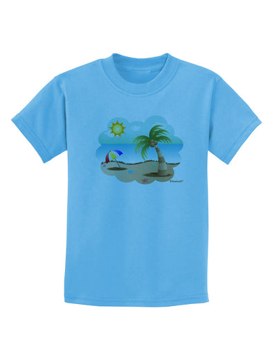 Fun Summer Beach Scene Childrens T-Shirt by TooLoud-Childrens T-Shirt-TooLoud-Aquatic-Blue-X-Small-Davson Sales