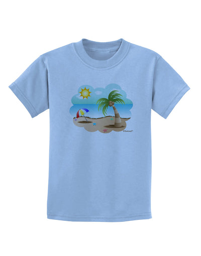 Fun Summer Beach Scene Childrens T-Shirt by TooLoud-Childrens T-Shirt-TooLoud-Light-Blue-X-Small-Davson Sales