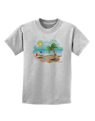 Fun Summer Beach Scene Childrens T-Shirt by TooLoud-Childrens T-Shirt-TooLoud-AshGray-X-Small-Davson Sales