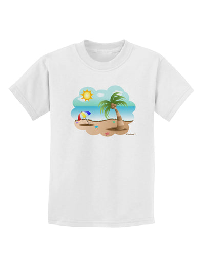 Fun Summer Beach Scene Childrens T-Shirt by TooLoud-Childrens T-Shirt-TooLoud-White-X-Small-Davson Sales