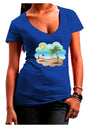 Fun Summer Beach Scene Juniors V-Neck Dark T-Shirt by TooLoud-Womens V-Neck T-Shirts-TooLoud-Royal-Blue-Juniors Fitted Small-Davson Sales