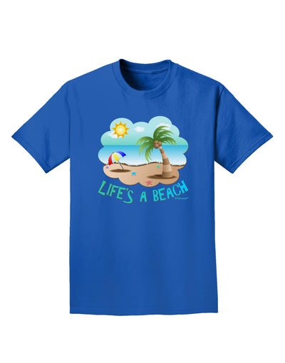 Fun Summer Beach Scene - Life's a Beach Adult Dark T-Shirt by TooLoud-Mens T-Shirt-TooLoud-Royal-Blue-Small-Davson Sales