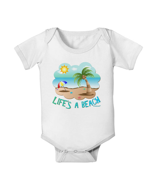 Fun Summer Beach Scene - Life's a Beach Baby Romper Bodysuit by TooLoud-Baby Romper-TooLoud-White-06-Months-Davson Sales